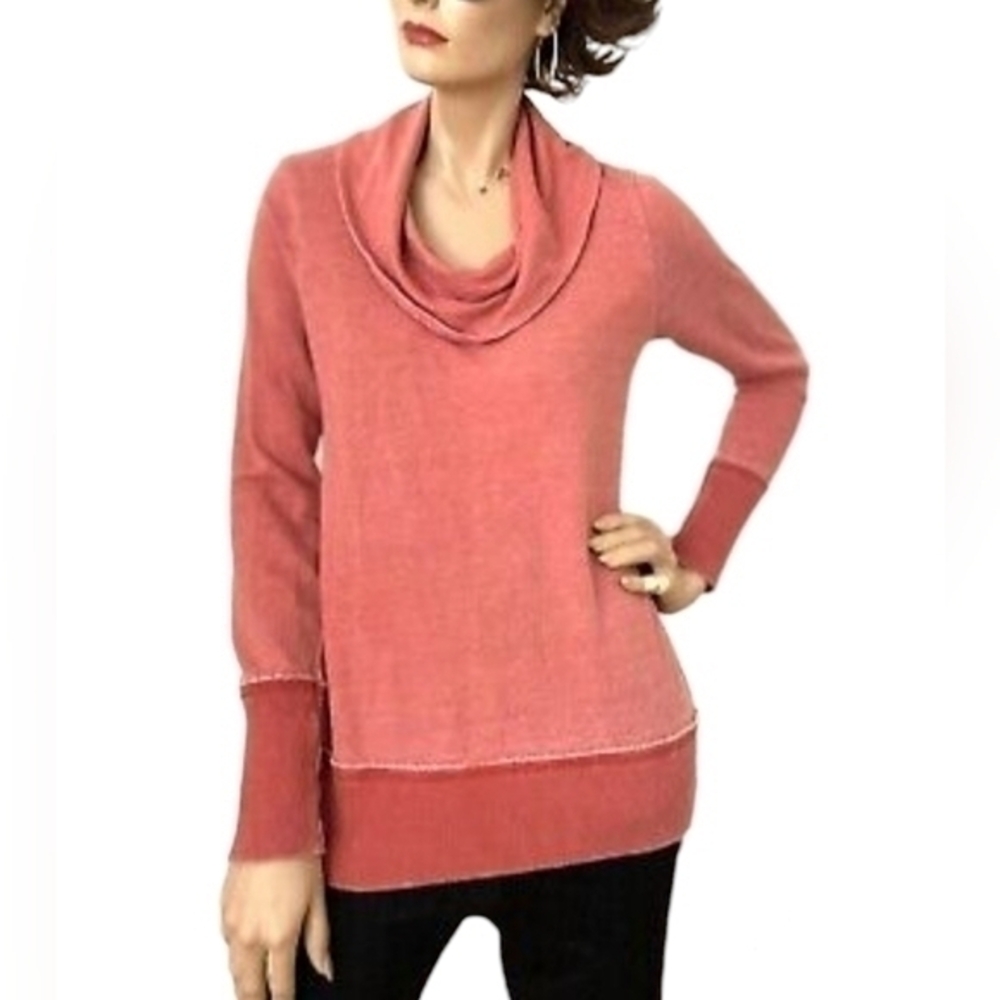 Lucky Brand Womens Terry Brushed Long Sleeve Cropped Cowl Neck Sweatshirt Sz S